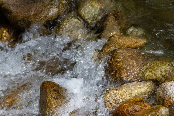 stock image bubbling water among stones in a small mountain stream