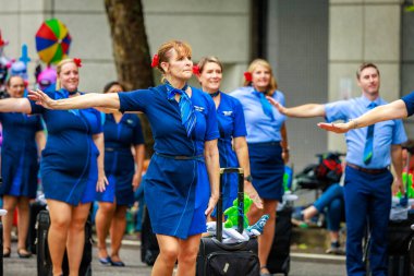 Portland, Oregon, USA - June 11, 2022: Alaska Airlines in the Grand Floral Parade, during Portland Rose Festival 2022.