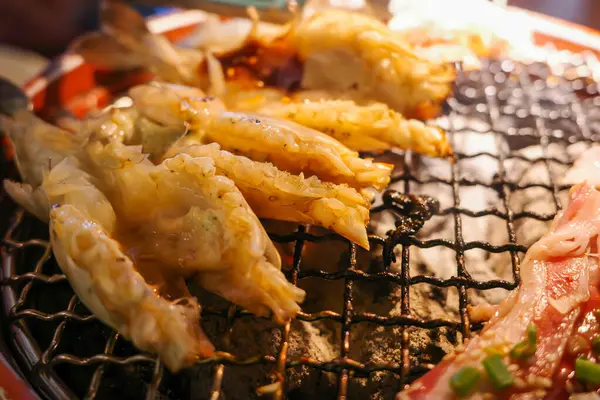 Izgara karides, kömür ocağı, duman, ızgara