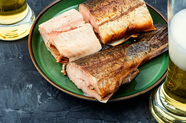 Tasty Smoked Trout Salmon Beer Cooked Salmon Fillet — Stock Photo, Image