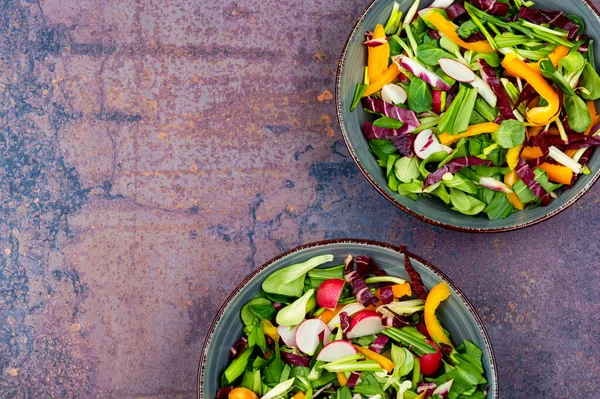 Salade Printemps Vitaminée Aux Légumes Poireau Ours Ail Sauvage Espace — Photo