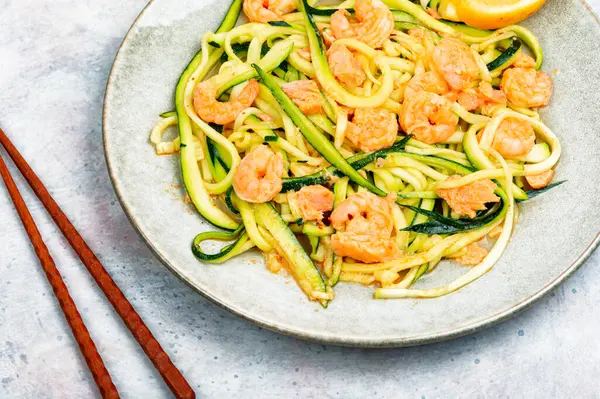 Stewed Shrimps Sliced Zucchini Chinese Cuisine — Stock Photo, Image