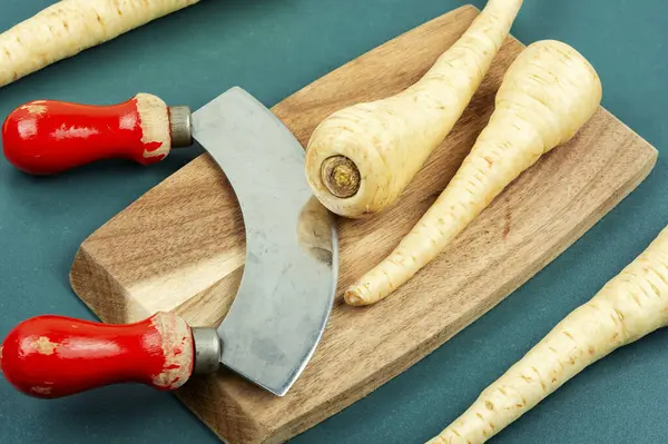 Raw Parsnip Roots Kitchen Table Root Vegetables — Stock Photo, Image