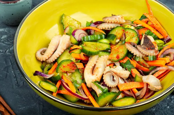 Salade Van Komkommer Gekookte Octopus Koreaans Eten Koreaanse Keuken Met — Stockfoto