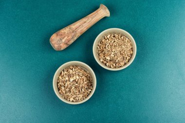 Şifalı bitkiler: elektroampan veya Inula helenium, kök, elektroampan, Inula helenium.