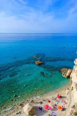 Tropea City Plajı - Calabria 'da cennet kumsalı olan güzel sahil manzarası - Güney İtalya, Avrupa' da seyahat noktası