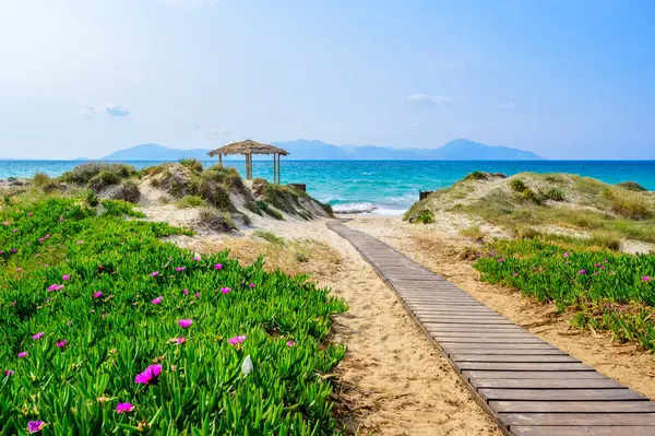 stock image Tam Tam Beach - beautiful coast scenery with paradise beach on island Kos - travel destination in Greece, Europe