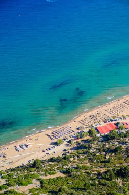 Tsambika Beach - View from Monastery of Panagia Kyra Psili - Paradise coast scenery of Rhodes - Travel destination in Greece clipart