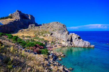 St. Paul Plajı - Paralia Agios Pavlos - Lindos Cennet Koyu - Yunanistan 'ın Rodos kentinde seyahat yeri