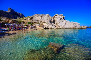 St. Paul Plajı - Paralia Agios Pavlos - Lindos Cennet Koyu - Yunanistan 'ın Rodos kentinde seyahat yeri