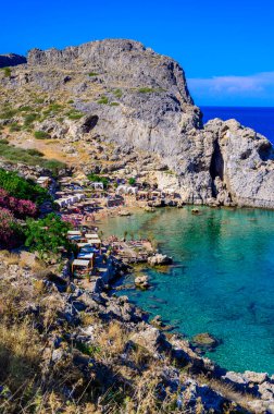 St. Paul Beach - Paralia Agios Pavlos - Paradise Bay at Lindos - travel destination in Rhodes, Greece clipart