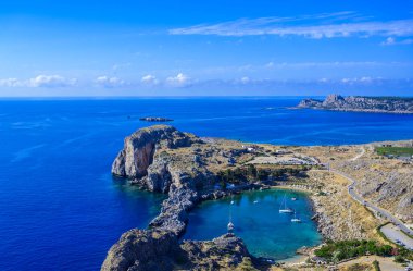 St. Paul Körfezi - Paralia Agios Pavlos - Lindos Cennet Koyu - Yunanistan 'ın Rodos kentinde seyahat yeri