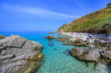 Parghelia 'daki Spiaggia Michelino - İtalya' da Tropea 'ya yakın Calabria' da cennet gibi beyaz plajlar