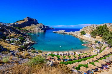 Paralia Agios Pavlos - Lindos 'taki Cennet Koyu - Yunanistan' ın Rodos kentinde seyahat yeri