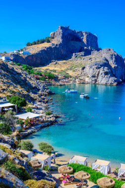 Paralia Agios Pavlos - Lindos 'taki Cennet Koyu - Yunanistan' ın Rodos kentinde seyahat yeri