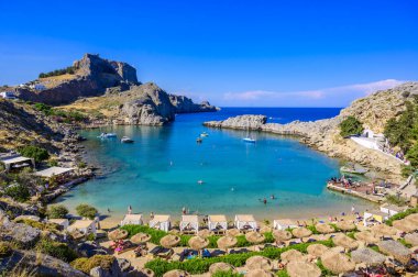 Paralia Agios Pavlos - Lindos 'taki Cennet Koyu - Yunanistan' ın Rodos kentinde seyahat yeri