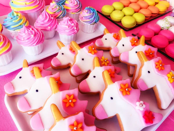 unicorn cake with colorful sprinkles, close up