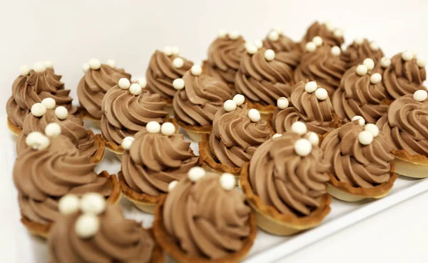 Delicious Chocolate Cake Cream Nuts — Stock Photo, Image