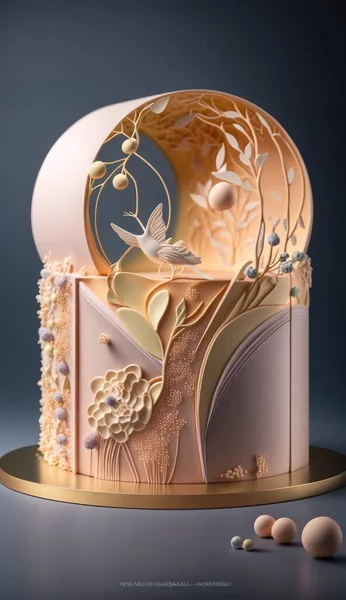 Chic Modern Wedding Cake Delicate Elegant Design — Foto de Stock