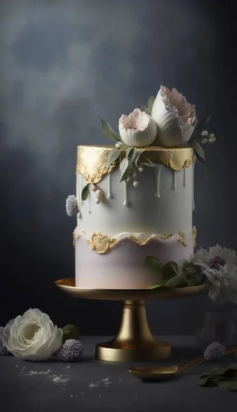Chic Modern Wedding Cake Delicate Elegant Design — Foto de Stock