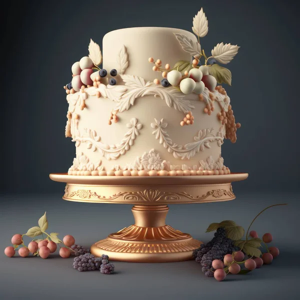 Chic Modern Wedding Cake Delicate Elegant Design Stockfoto