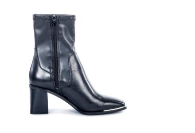 Siyah, yüksek topuklu, yüksek topuklu, Metal kare parmaklı ayak bileği.