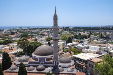 Eski Rodos Kasabası 'ndaki Roloi Ortaçağ Saat Kulesi' nden Süleyman Camii veya Camii
