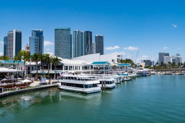 Yachts, Tour Boats ve Gökdelenler ile Miami Florida 'nın Bayside Alanı