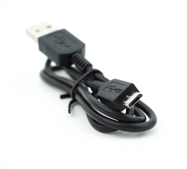 Charging cable or data cable micro usb 2.0 for electronic devices on white background
