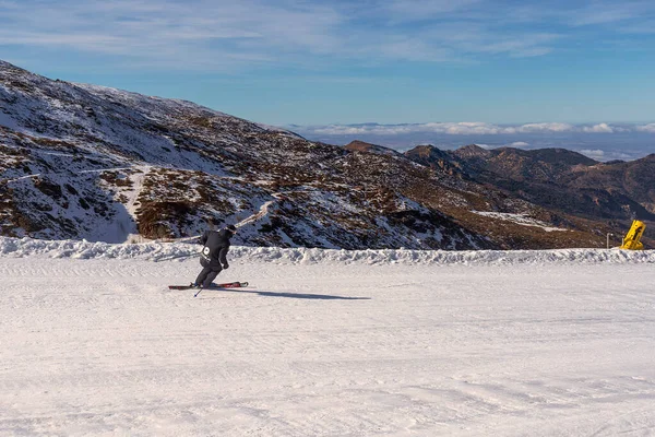 Snowboarden Besneeuwde Berg Sierra Nevada Granada Winter — Stockfoto