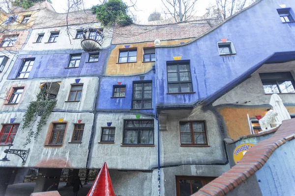 stock image Detail of the facade of the building Hundertwasserhaus in Landstrae, Austria, Vienna by Joseph Krawina 