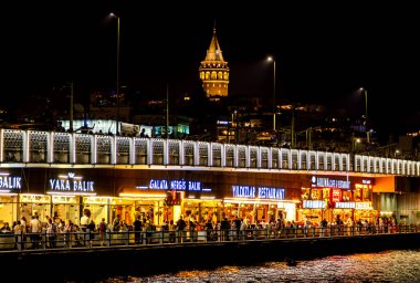 Galata kulesi ve galata kulesi gece görüşü, İstanbul 'da galata kulesi, hindi
