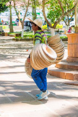 Barichara Santander Kolombiya 11 Ekim 2024. Barichara 'nın huzurlu mezarlığında bulunan taşa oyulmuş bir aile mozolesinin dikey görüntüsü. Yapı, şehirlerin zengin taş işçiliği ve saygı geleneğini yansıtıyor.