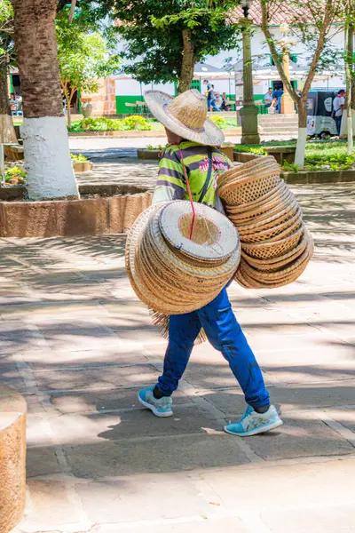 Barichara Santander Kolombiya 11 Ekim 2024. Barichara 'nın huzurlu mezarlığında bulunan taşa oyulmuş bir aile mozolesinin dikey görüntüsü. Yapı, şehirlerin zengin taş işçiliği ve saygı geleneğini yansıtıyor.