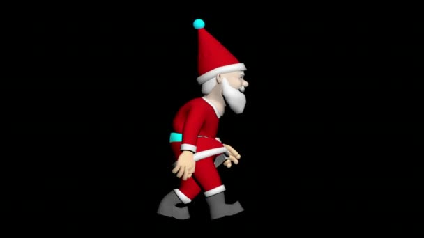 Рождественская Мультипликация Анимированный Санта Клаус Счастливой Прогулки Рождество Счастливого Рождества — стоковое видео