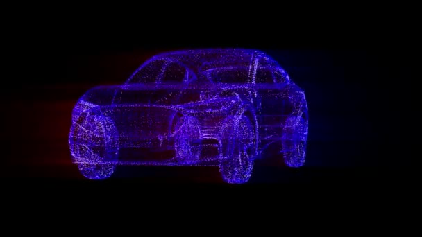 Boyutlu Noktalardan Bir Araba Araba Boyutlu Animasyon Döngüsü Videosu Noktalı — Stok video