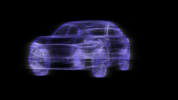 汽车从3D点 车点3D动画 Vj循环视频 Vfx 3D点网格车 — 图库视频影像
