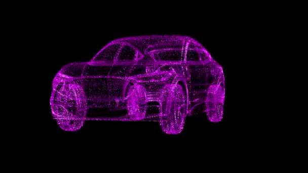 Αυτοκίνητο Από Κουκκίδες Σποτ Αυτοκινήτου Animation Βίντεο Loop Vfx Grid — Αρχείο Βίντεο