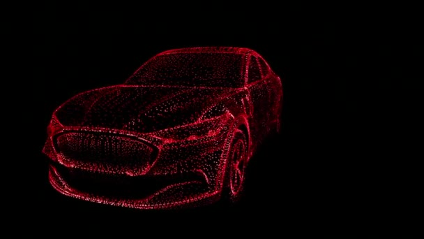 Samochód Trójwymiarowych Kropek Punkty Samochodowe Animacja Nagranie Loop Samochód Siatki — Wideo stockowe