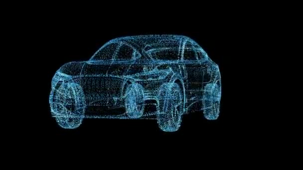 Машина Точек Автомобильные Точки Анимации Петля Видео Vfx Grid Grid — стоковое видео