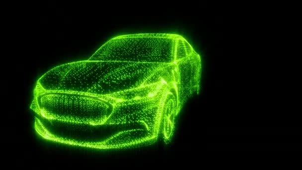 3Dドットから車 車のドット3Dアニメーション Vjループビデオ ドット付きVfx 3Dグリッドカー — ストック動画