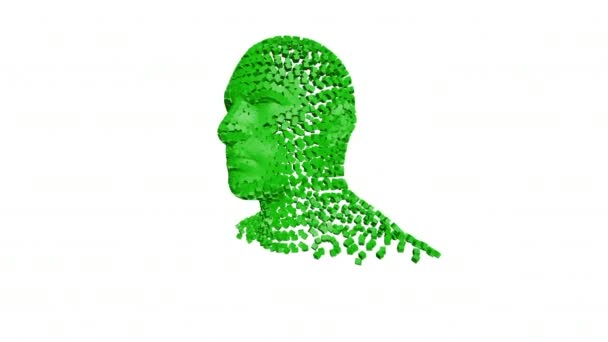 从立方体上摧毁人头 3D动画展示了一个破坏人头的过程 — 图库视频影像