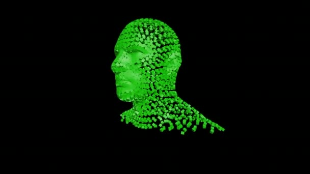 キューブから人間の頭を破壊する 人間の頭の破壊の過程を示す3Dアニメーション 破壊爆発 — ストック動画