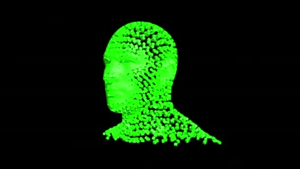 キューブから人間の頭を破壊する 人間の頭の破壊の過程を示す3Dアニメーション 破壊爆発 — ストック動画