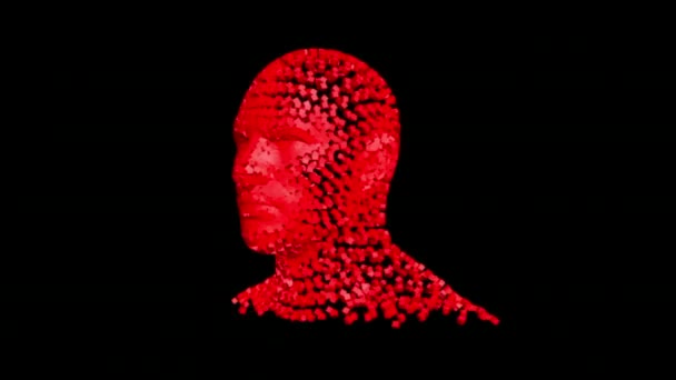Καταστροφή Ανθρώπινου Κεφαλιού Από Κύβους Animation Που Δείχνει Μια Διαδικασία — Αρχείο Βίντεο