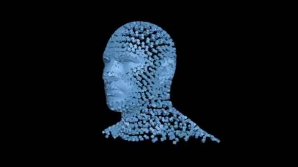 Vernietiging Van Mensenhoofd Door Blokjes Animatie Toont Een Proces Van — Stockvideo