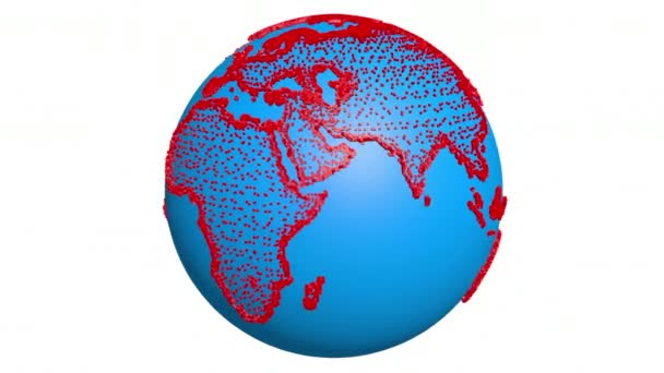 点のテクスチャを持つアニメーション地球 デジタル世界 ドットで3Dアニメーション地球 — ストック動画