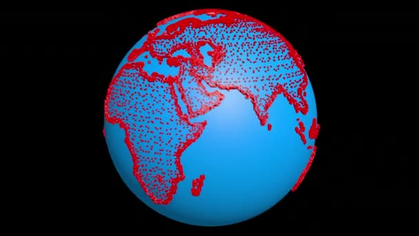 Анімована Земля Точковою Текстурою Цифровий Світ Анімована Земля Точками — стокове відео