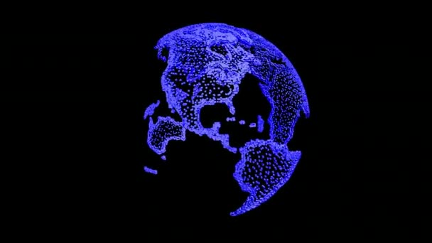 点のテクスチャを持つアニメーション地球 デジタル世界 ドットで3Dアニメーション地球 — ストック動画
