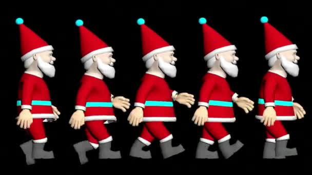 Рождественская Мультипликация Анимированный Санта Клаус Счастливой Прогулки Рождество Счастливого Рождества — стоковое видео